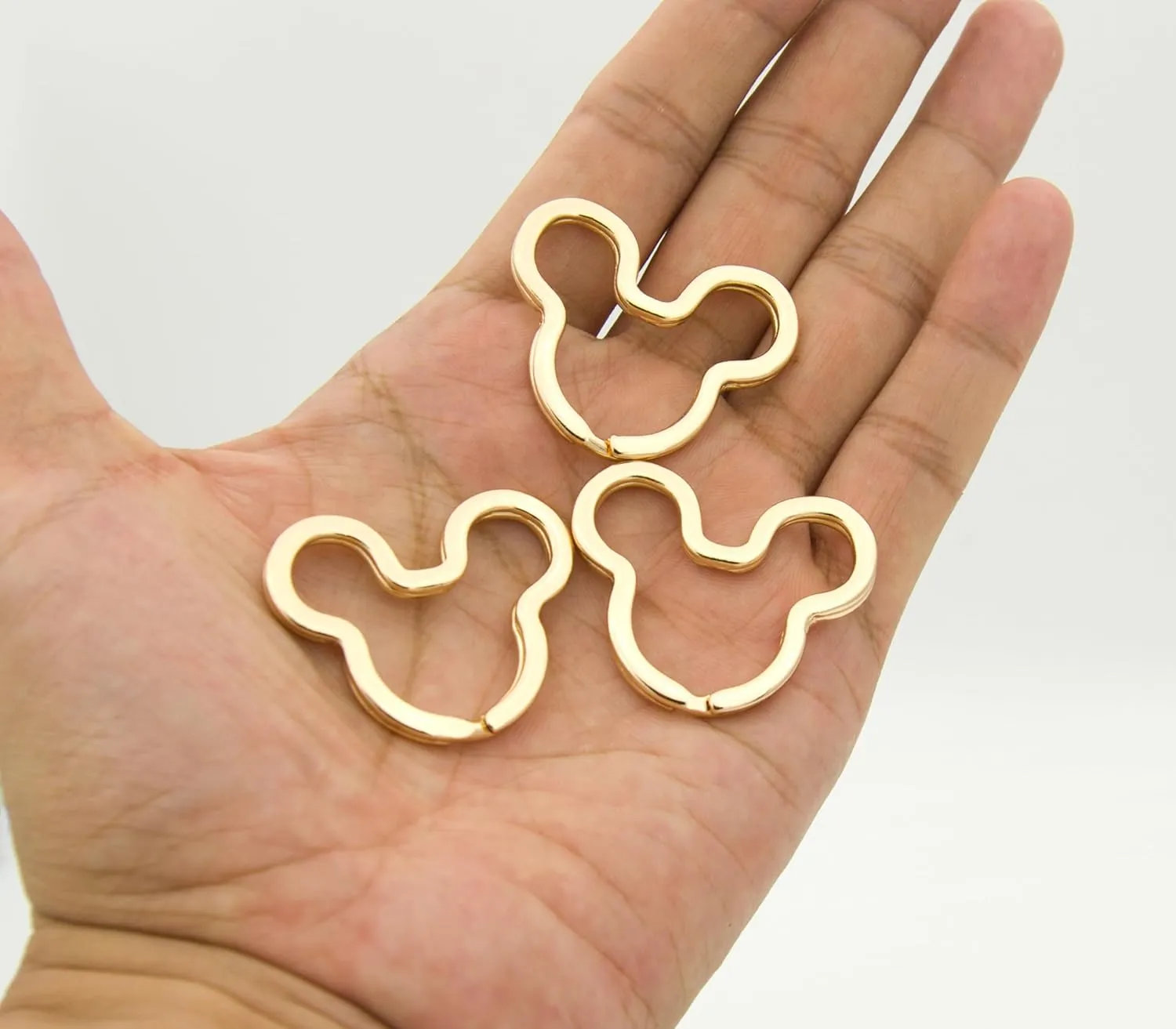 12pcs Creative Key Ring Keychain Mouse Shape Golden Metal Flat Split Key Holder Chains Rings Crafts DIY for Home Car Tag Office Organization Lanyards Keys Attachment Gift