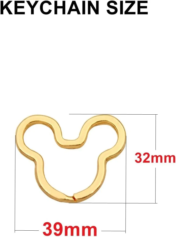 12pcs Creative Key Ring Keychain Mouse Shape Golden Metal Flat Split Key Holder Chains Rings Crafts DIY for Home Car Tag Office Organization Lanyards Keys Attachment Gift