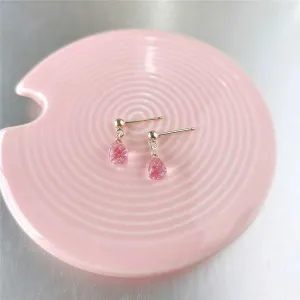 14k Gold Genuine Gemstones Faceted Water Drop Pink Topaz