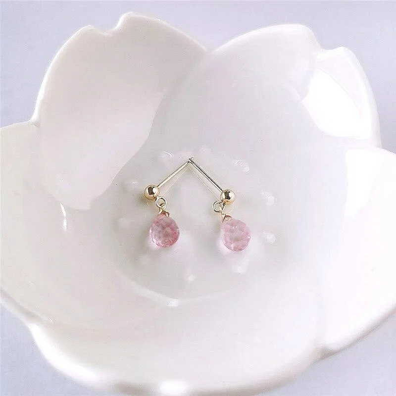 14k Gold Genuine Gemstones Faceted Water Drop Pink Topaz