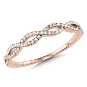 14K Rose Gold Diamond Crisscross Stackable Gratitude Band