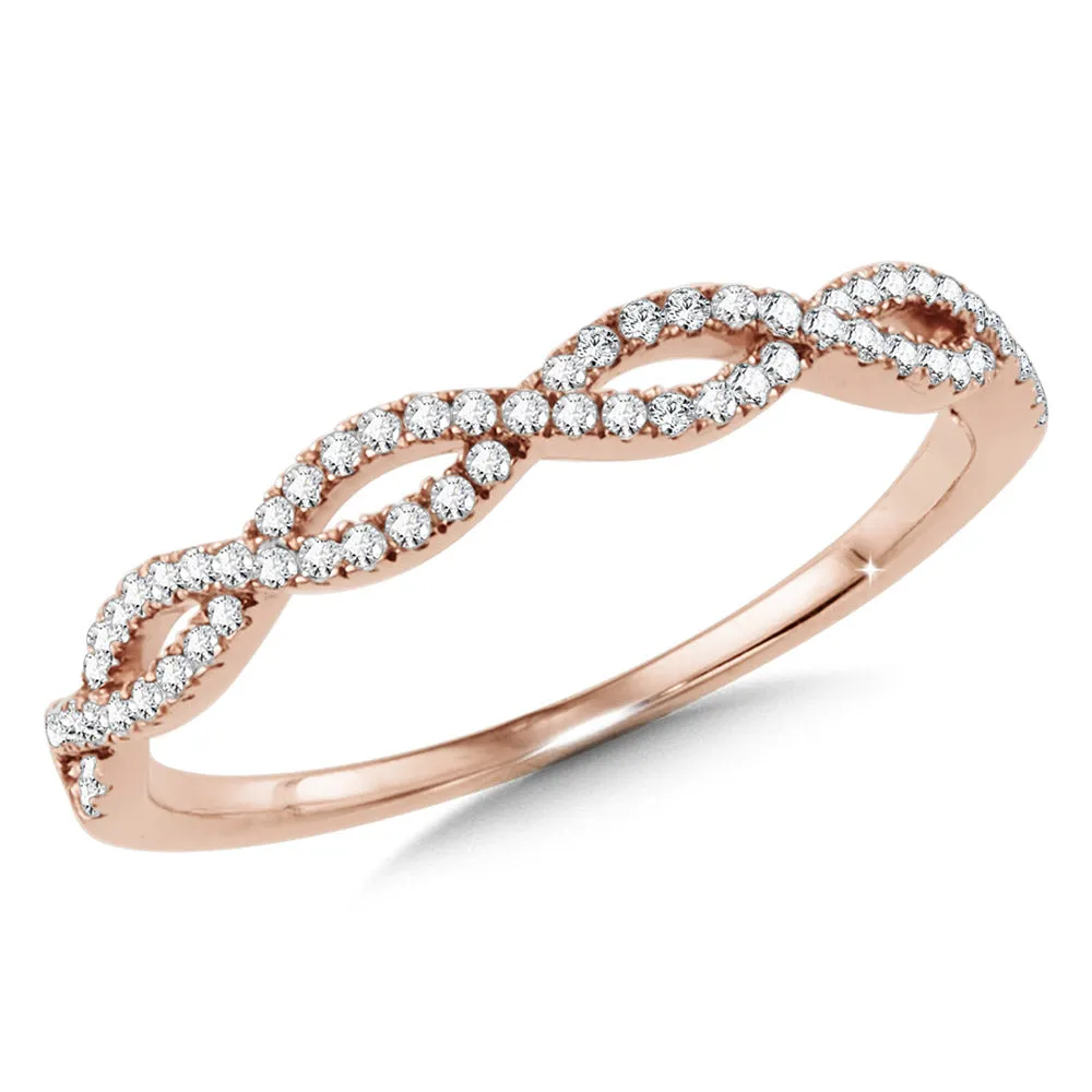 14K Rose Gold Diamond Crisscross Stackable Gratitude Band