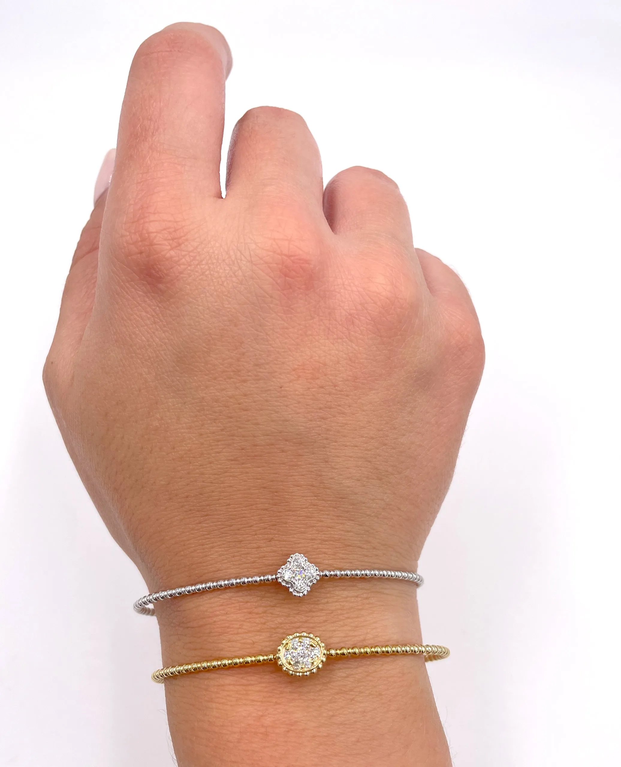 14K Yellow Gold Single Station Diamond Bangle Bracelet