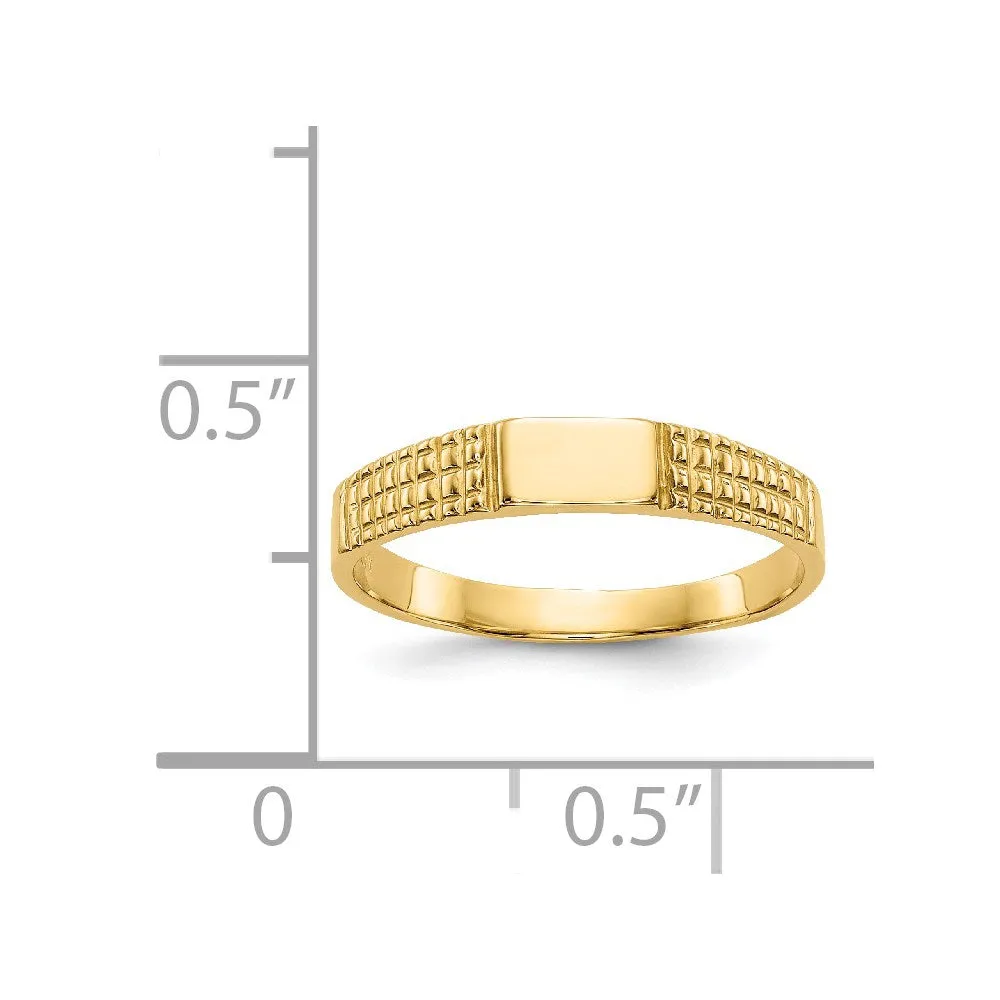14KT Yellow Gold Childrens Signet Ring; Size 3.2