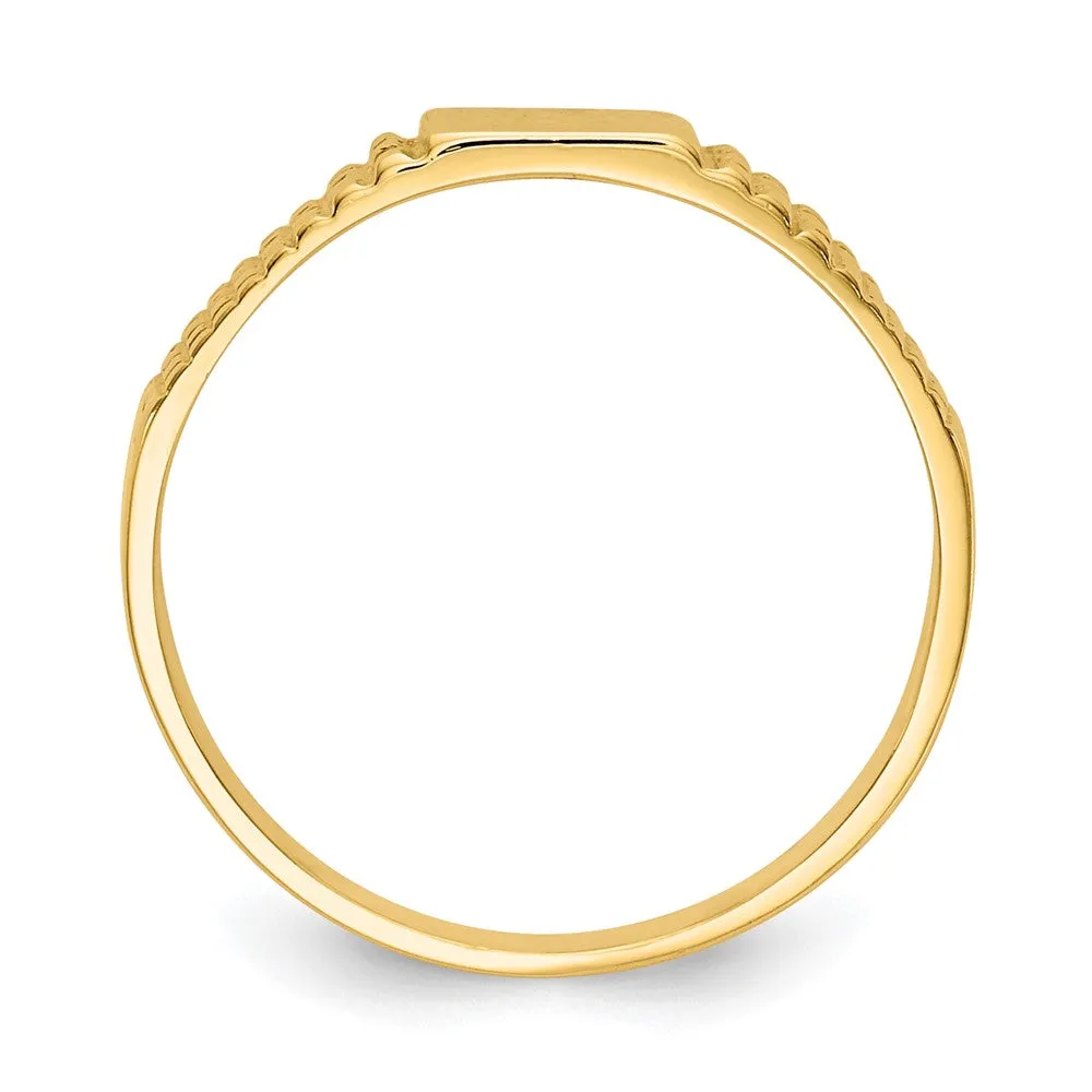 14KT Yellow Gold Childrens Signet Ring; Size 3.2