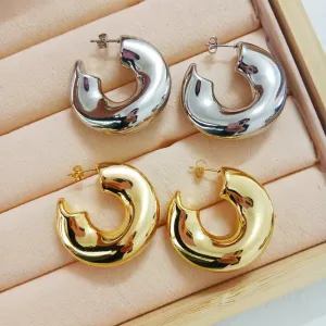 18k Gold Plated/ Sterling Silver Chunky Hoop Earrings