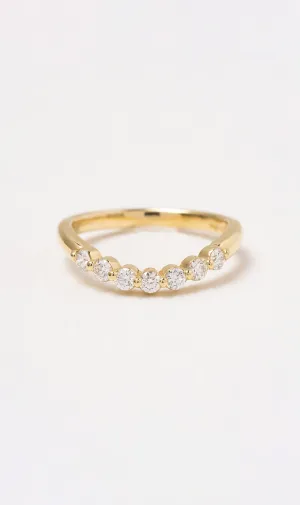 18K Small Diamond Signet Huggie Band