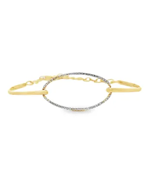 18K Yellow Gold Oval Diamond Bangle