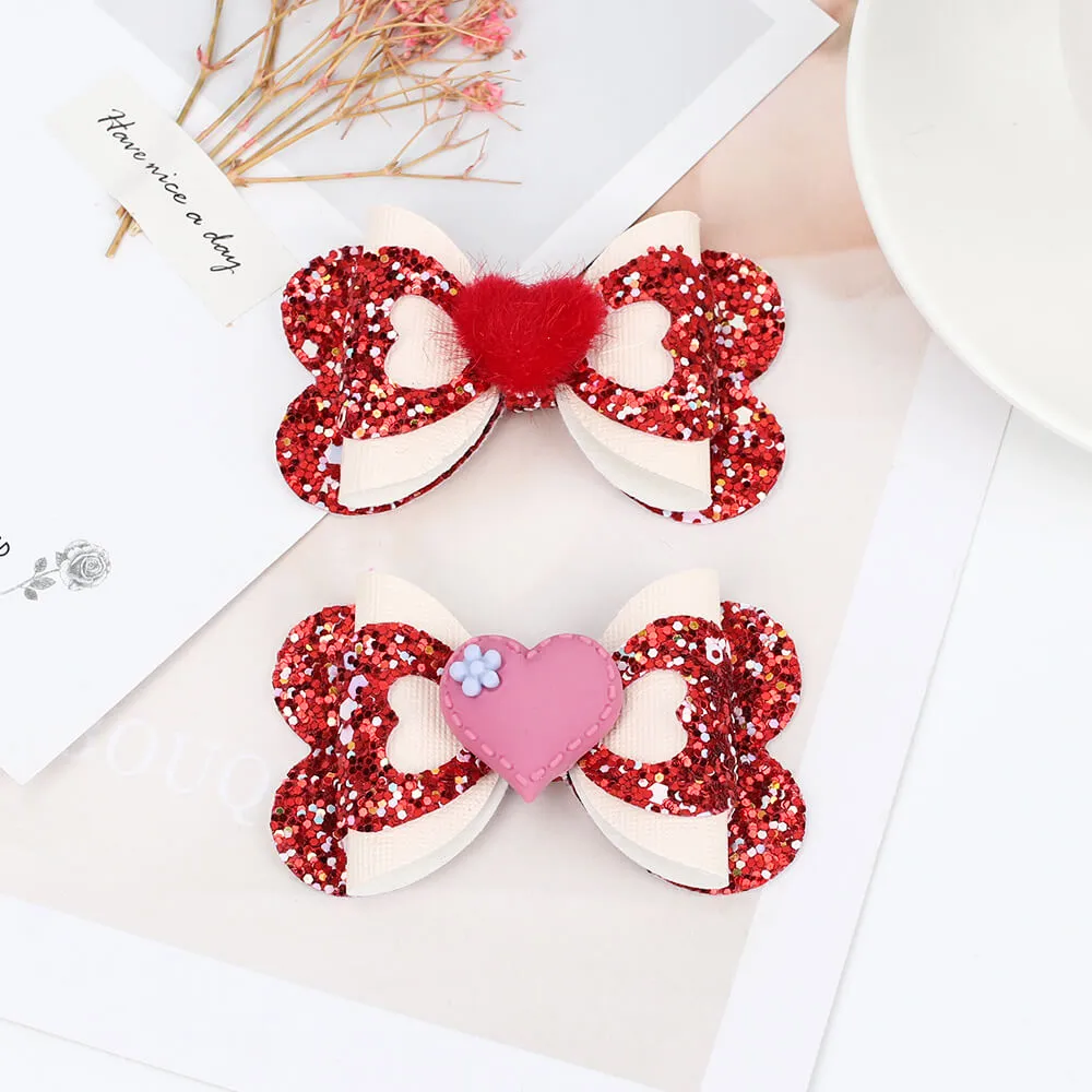 2PCS Sparkle Glitter Hair Clips for Little Girls