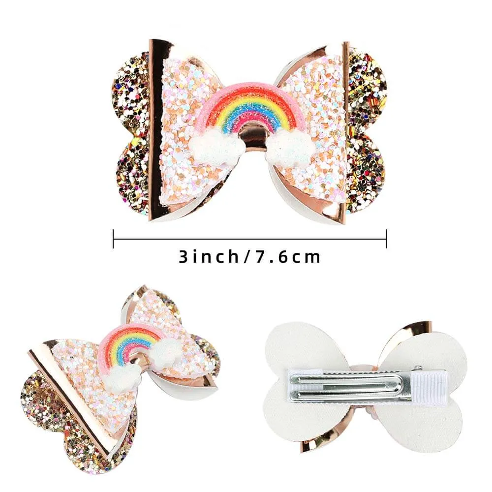 2PCS Sparkle Glitter Hair Clips for Little Girls