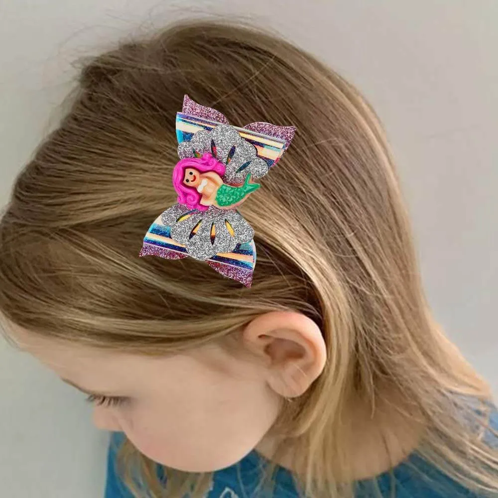 2PCS Sparkle Glitter Hair Clips for Little Girls