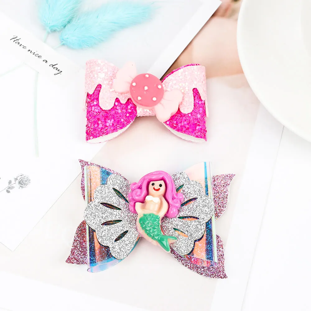 2PCS Sparkle Glitter Hair Clips for Little Girls