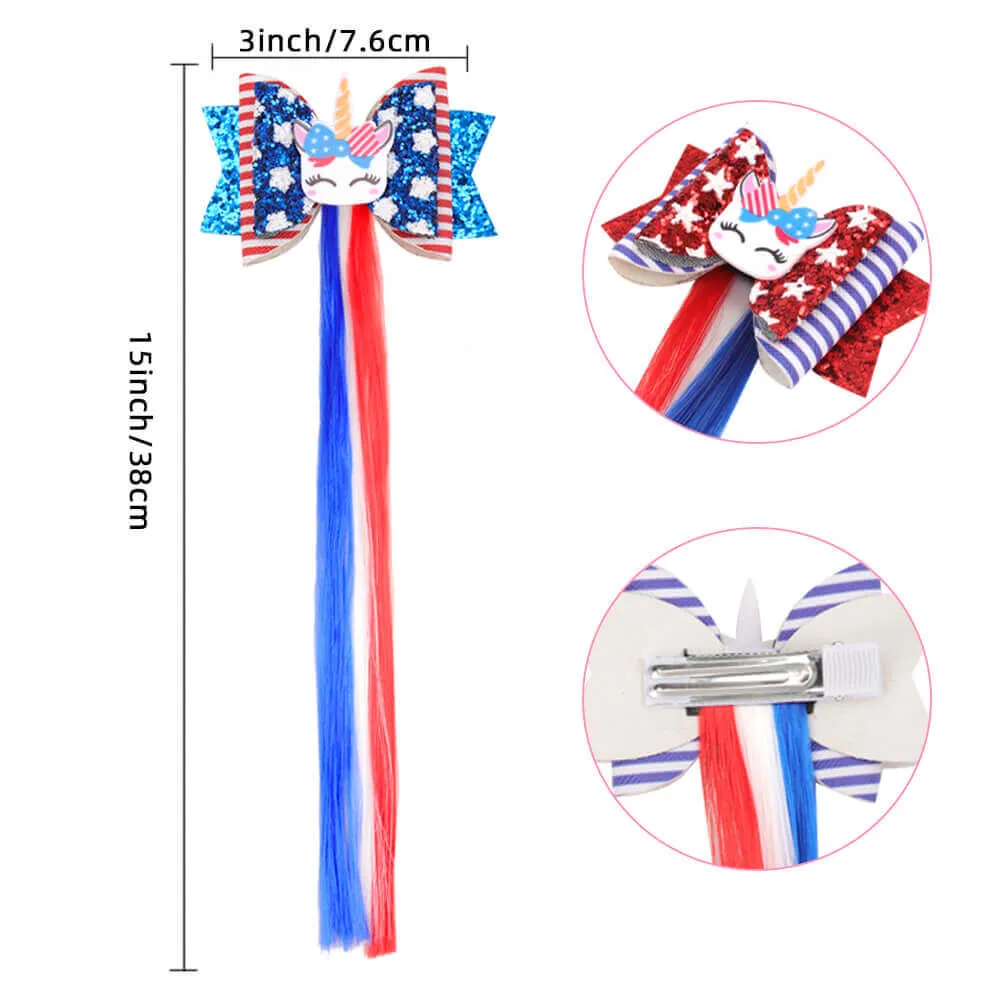 4th of July Unicorn Wig Hair Clips