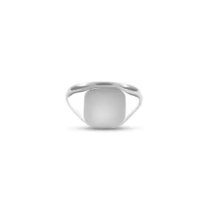 9ct White Gold 12 x 11mm Cushion Signet Ring
