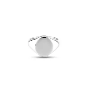9ct White Gold 14 x 12mm Oval Signet Ring