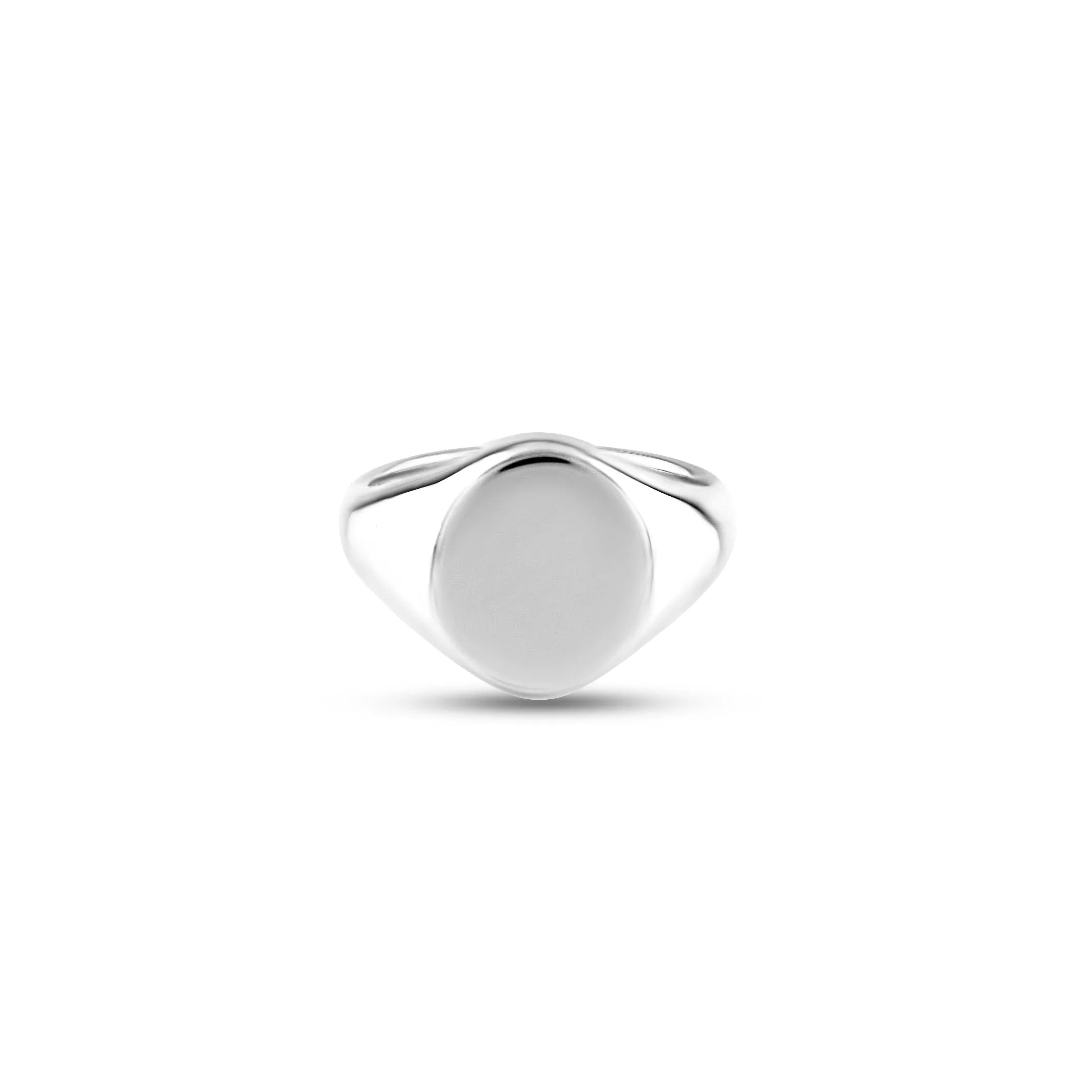 9ct White Gold 14 x 12mm Oval Signet Ring
