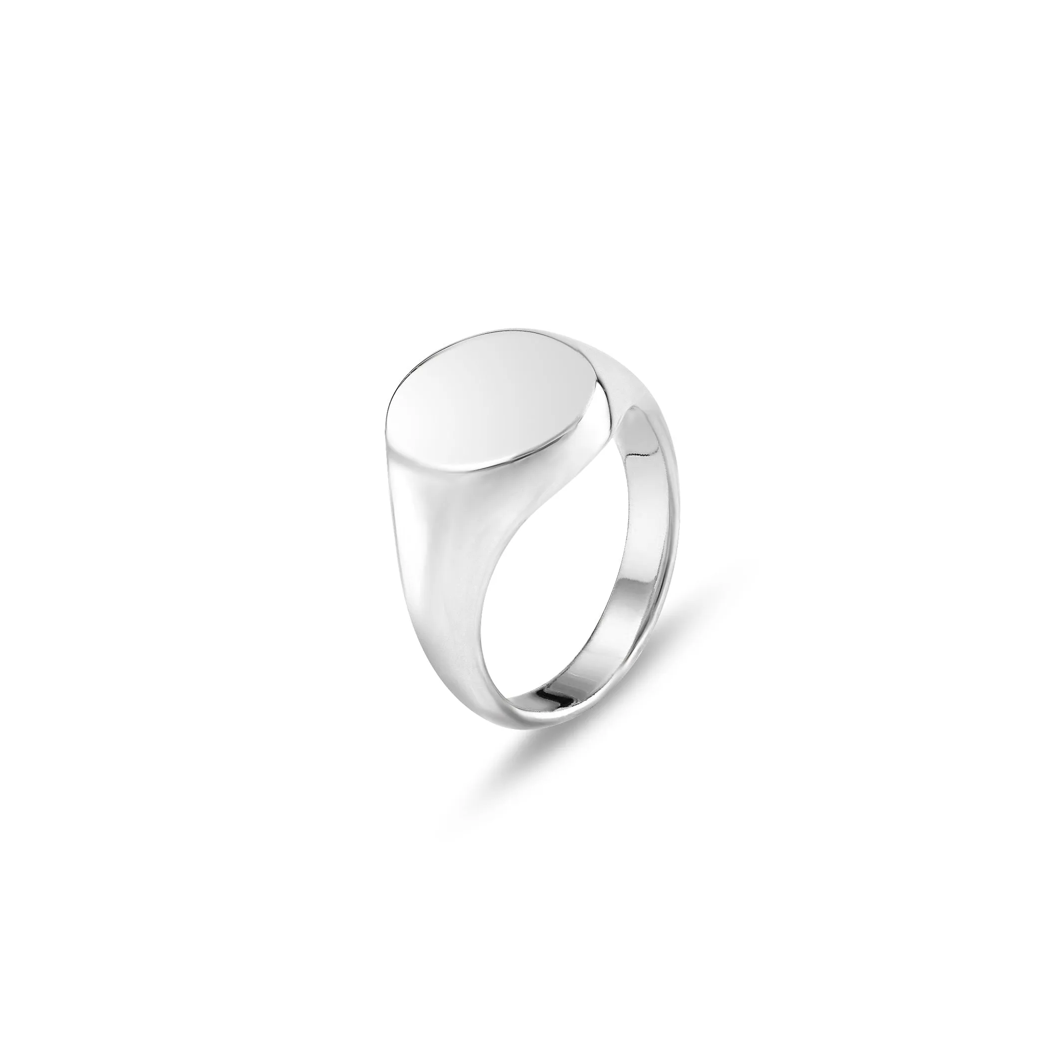 9ct White Gold 14 x 12mm Oval Signet Ring