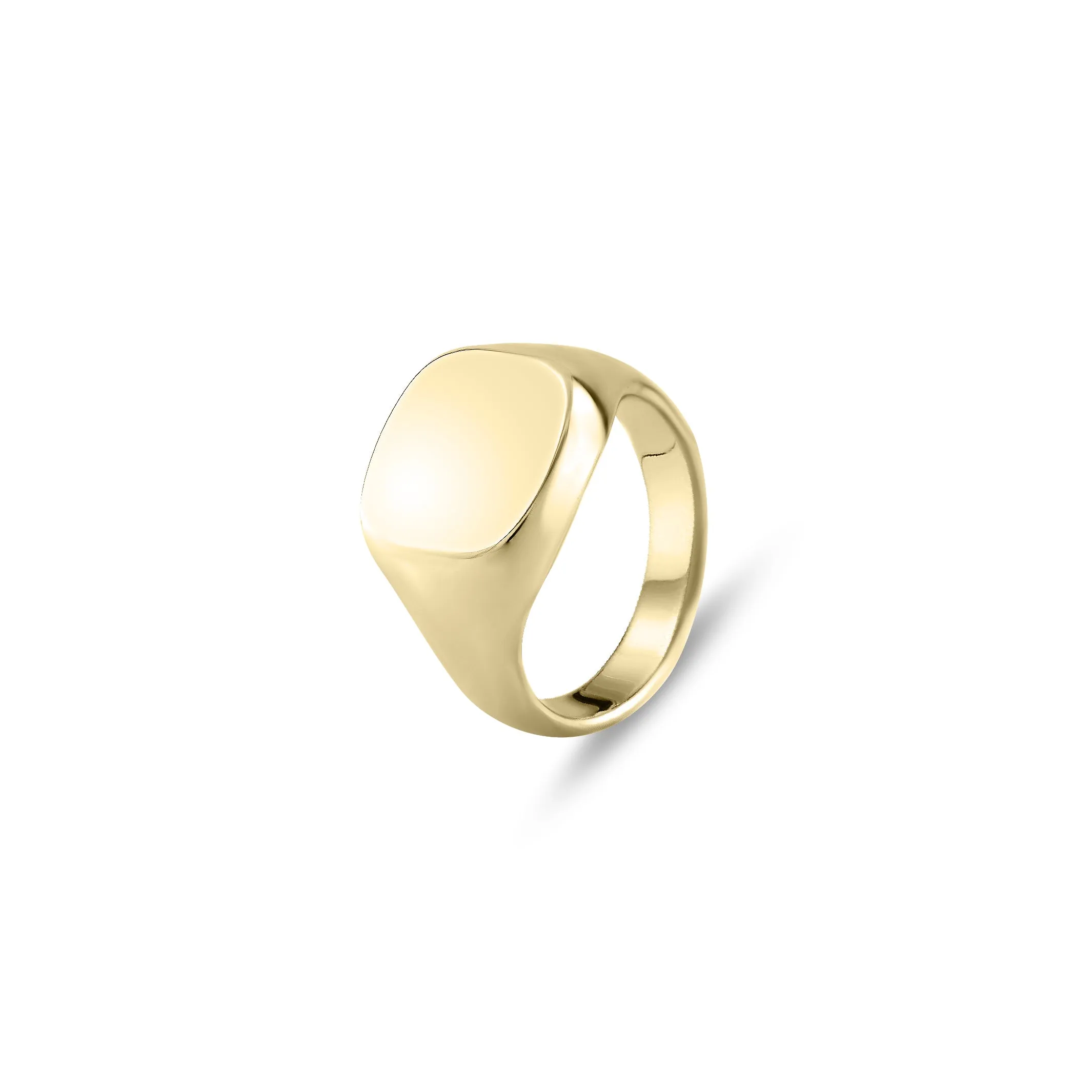 9ct Yellow Gold 14 x 13mm Cushion Signet Ring