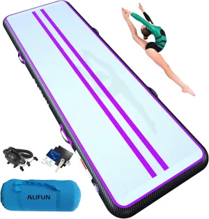 ALIFUN Inflatable Gymnastics Tumbling Track Mat Air Training Mat 6.6-20ft Non Slip for Home/Gym/Yoga with Pump