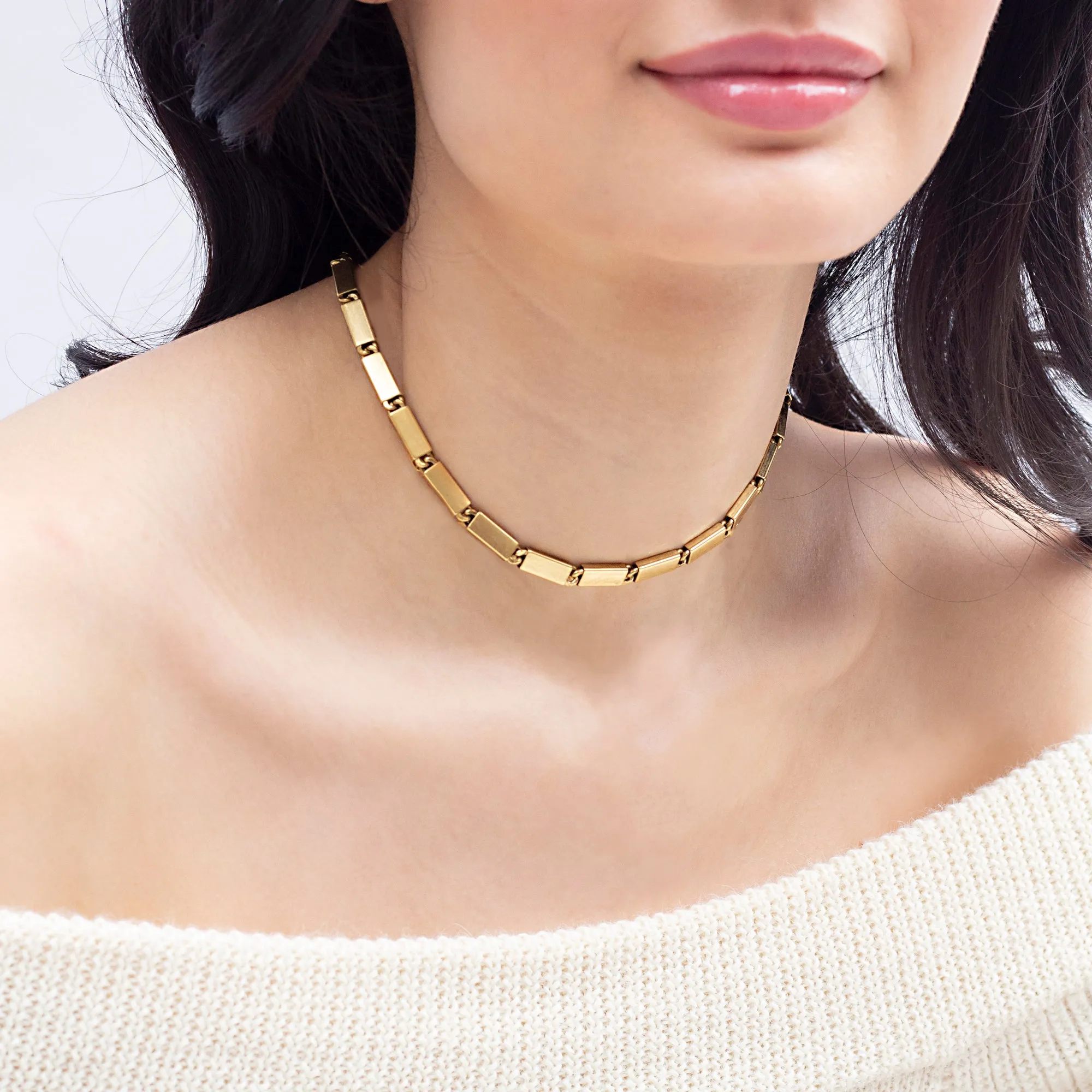 Amelia Block Link Choker Necklace