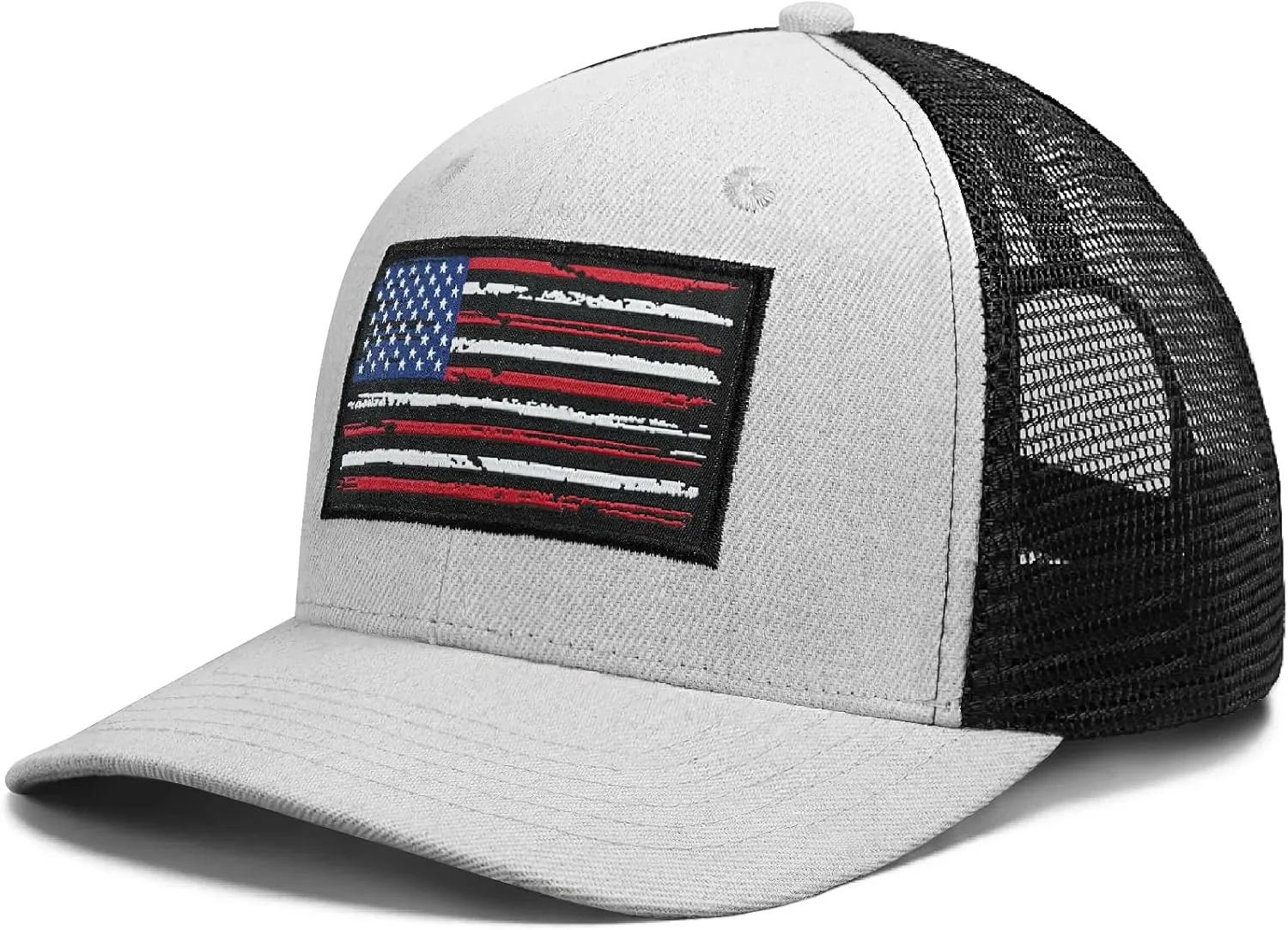 American Flag Hat, Baseball Cap for Men Women, Adjustable Snapback Hats USA Flag Trucker Hat Black