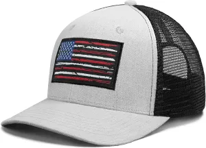 American Flag Hat, Baseball Cap for Men Women, Adjustable Snapback Hats USA Flag Trucker Hat Black
