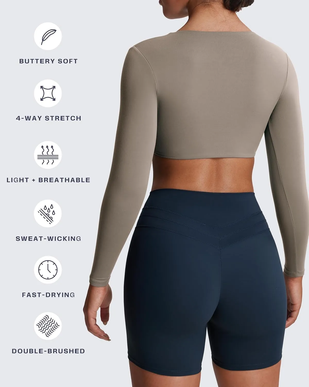 Aoxjox Long Sleeve Crop Tops for Women Sienna Twist Deep V Workout Cropped T Shirt Top