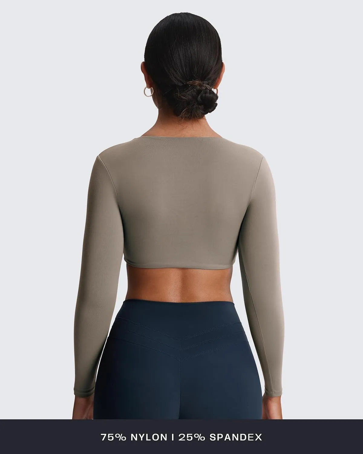 Aoxjox Long Sleeve Crop Tops for Women Sienna Twist Deep V Workout Cropped T Shirt Top