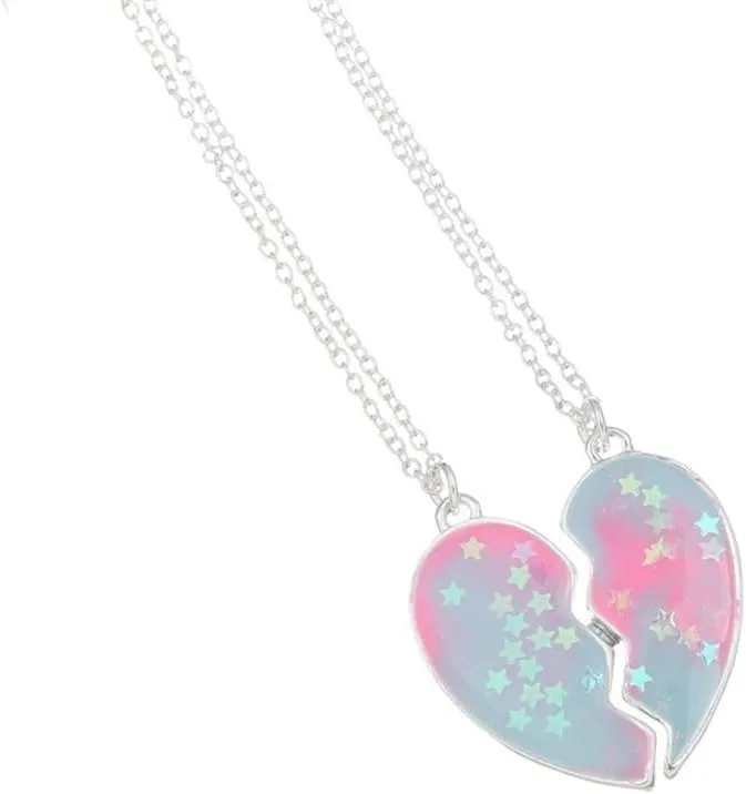 Best Friends Necklace for 2 Magnetic Split Heart Necklaces Set Friendship Gifts BFF Matching Pendant