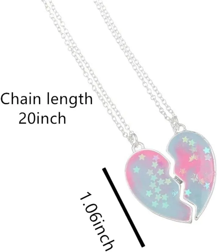 Best Friends Necklace for 2 Magnetic Split Heart Necklaces Set Friendship Gifts BFF Matching Pendant