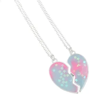 Best Friends Necklace for 2 Magnetic Split Heart Necklaces Set Friendship Gifts BFF Matching Pendant