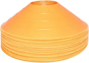 BlueDot Trading High Visibility Sports Disc Cones for Agility Training, Soccer, Football, Field Cone Markers for Adults or Kids, Orange, Quantity 30-Pack, with Holder