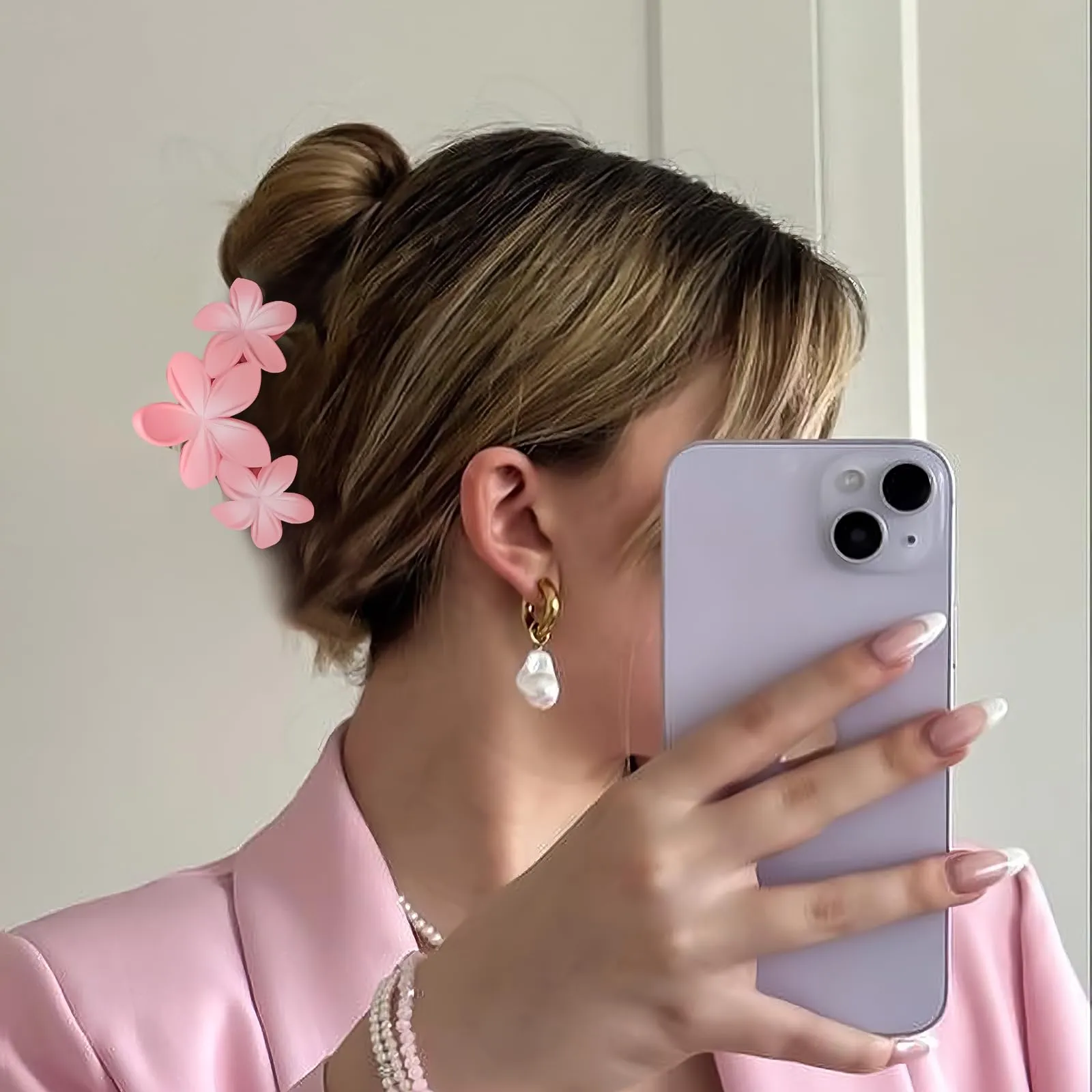 Bmobuo Matte Hawaiian Flower Claw Hair Clips - 6Pcs Cute Hair Accessories for Women, Ideal for Thick or Thin Hair, Summer Parties and Beach