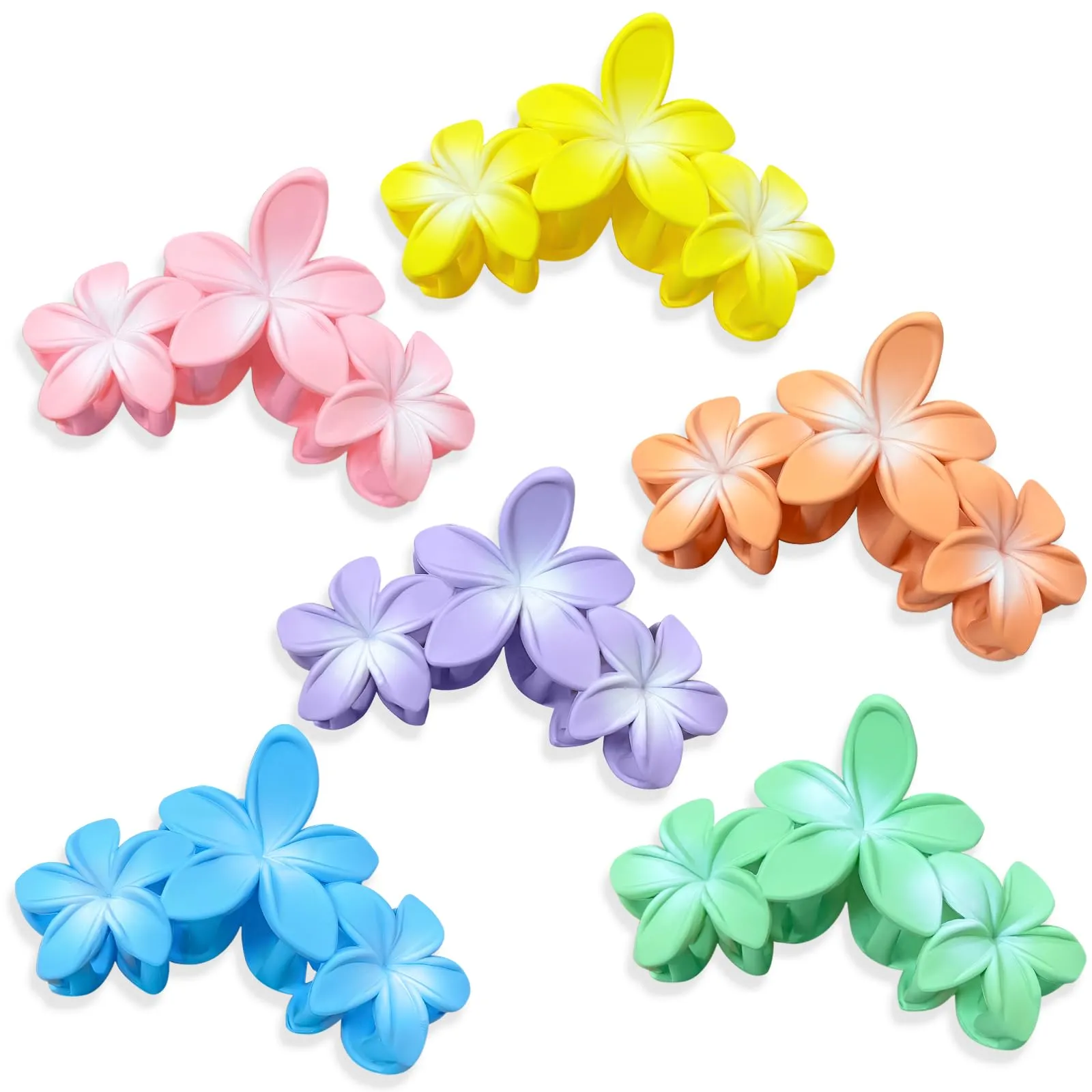 Bmobuo Matte Hawaiian Flower Claw Hair Clips - 6Pcs Cute Hair Accessories for Women, Ideal for Thick or Thin Hair, Summer Parties and Beach