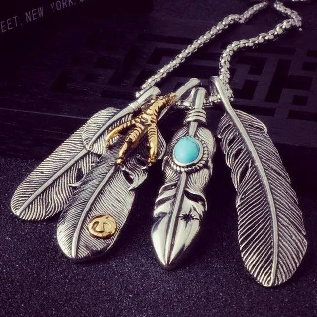 Boho Leaf & Feather Pendant