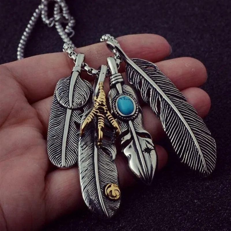 Boho Leaf & Feather Pendant