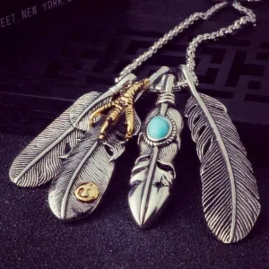 Boho Leaf & Feather Pendant