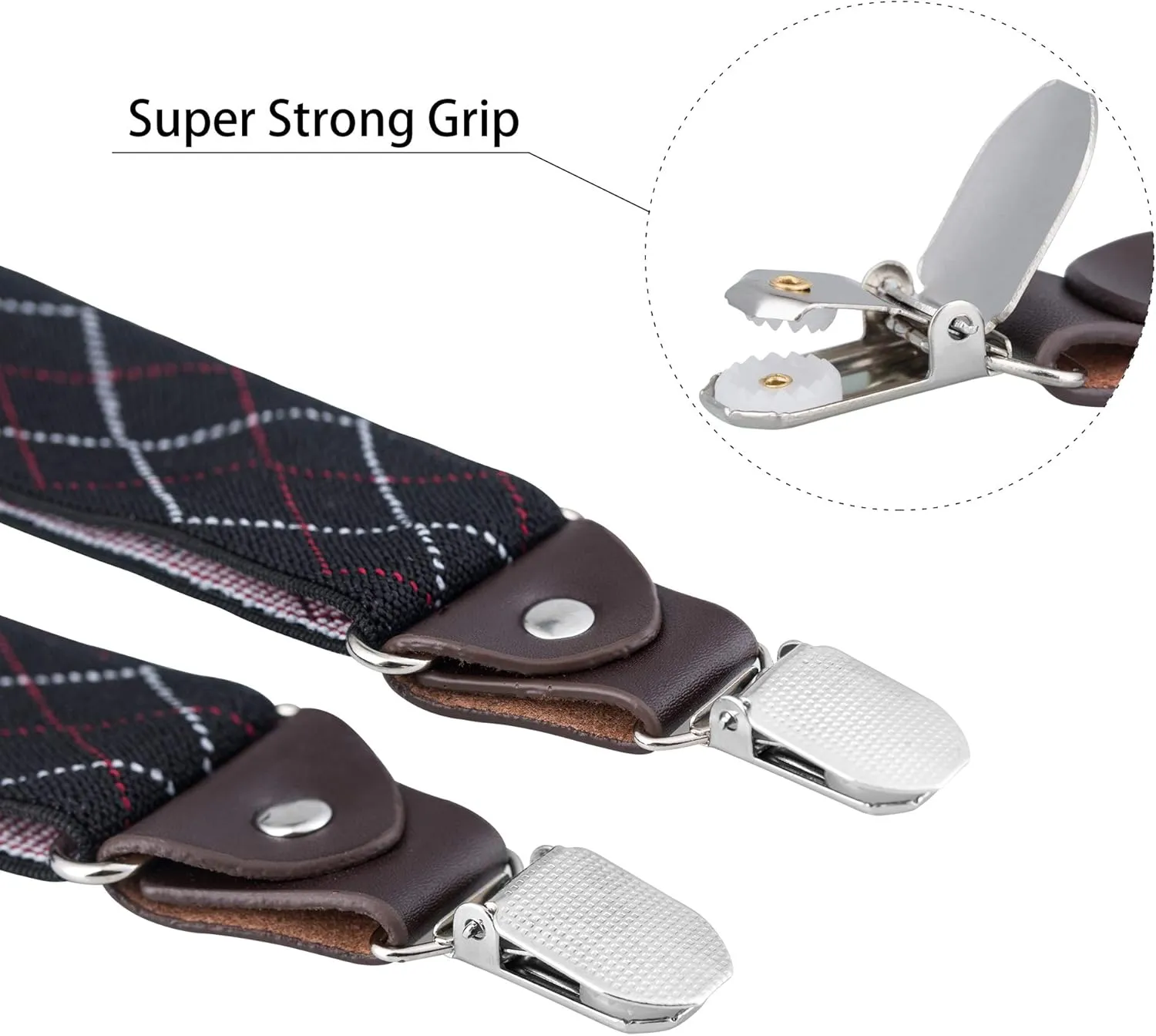 Buyless Fashion Suspenders for Men - 48" Elastic Adjustable Straps 1 1/4" - Y Shape