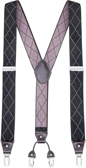 Buyless Fashion Suspenders for Men - 48" Elastic Adjustable Straps 1 1/4" - Y Shape