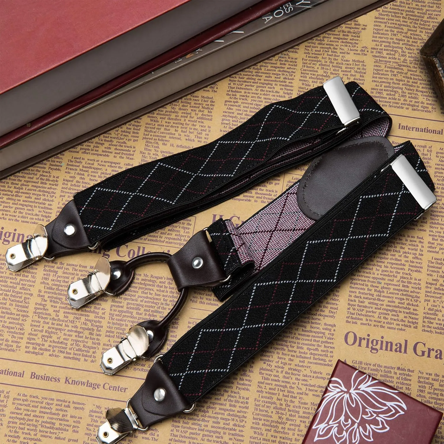 Buyless Fashion Suspenders for Men - 48" Elastic Adjustable Straps 1 1/4" - Y Shape