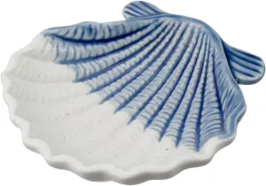 Ceramic Jewelry Dish Tray Shell Decorative Trinket Dish Ring Dish Holder Ocean Coastal Jewelry Plate, Blue
