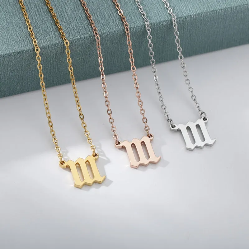 Chain Number Pendant Necklace For Women Anniverssary Jewelry