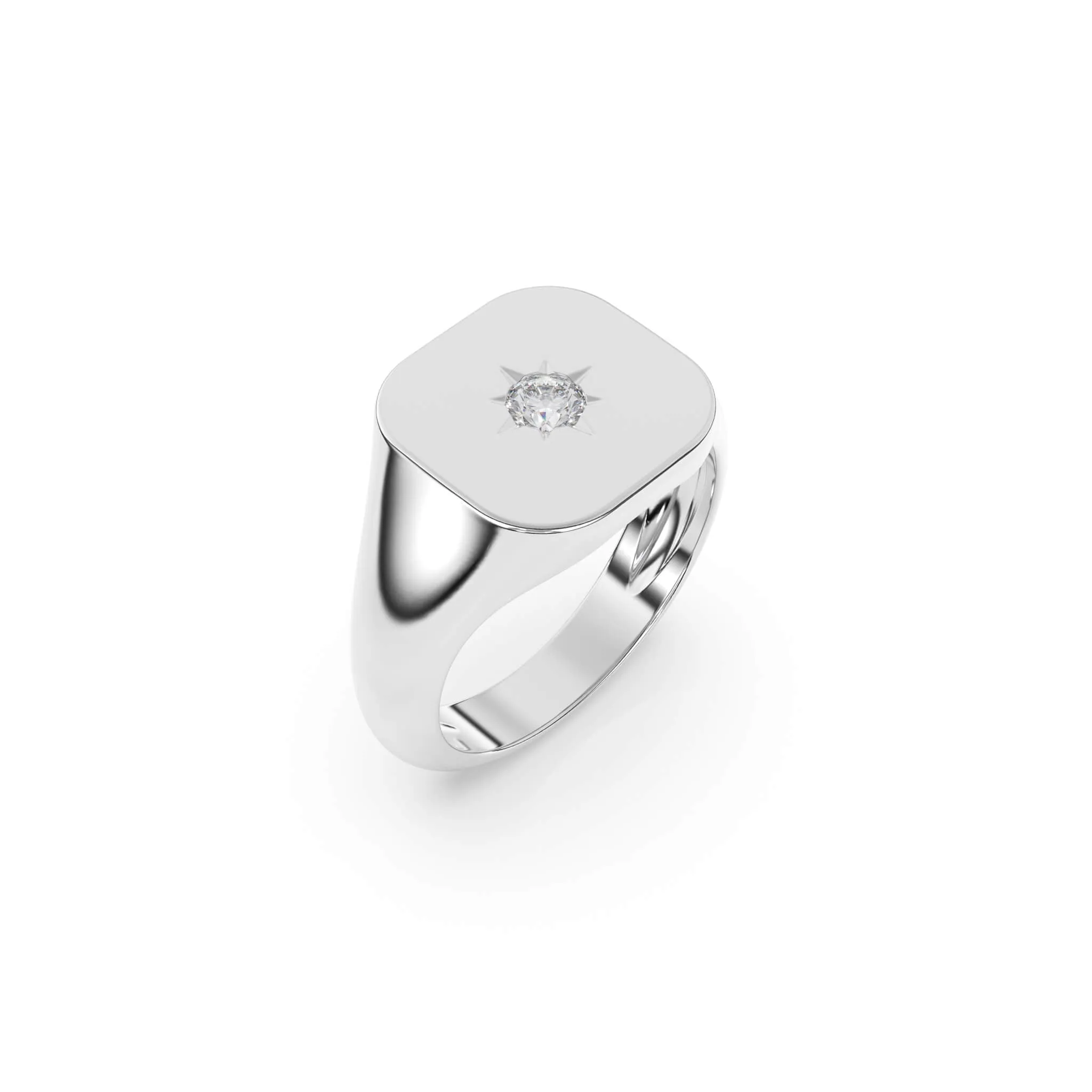 Classic Diamond Star Signet Ring