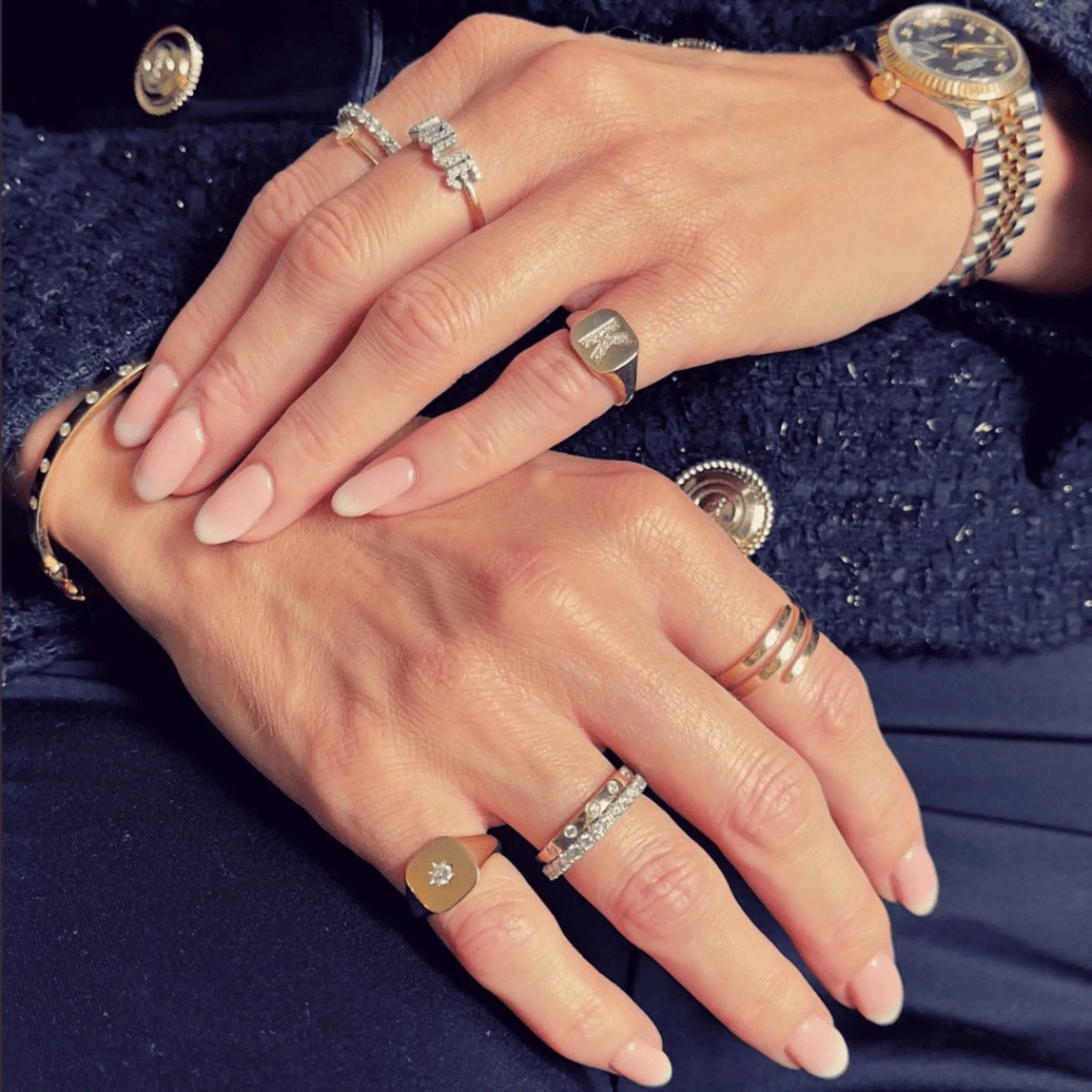 Classic Diamond Star Signet Ring