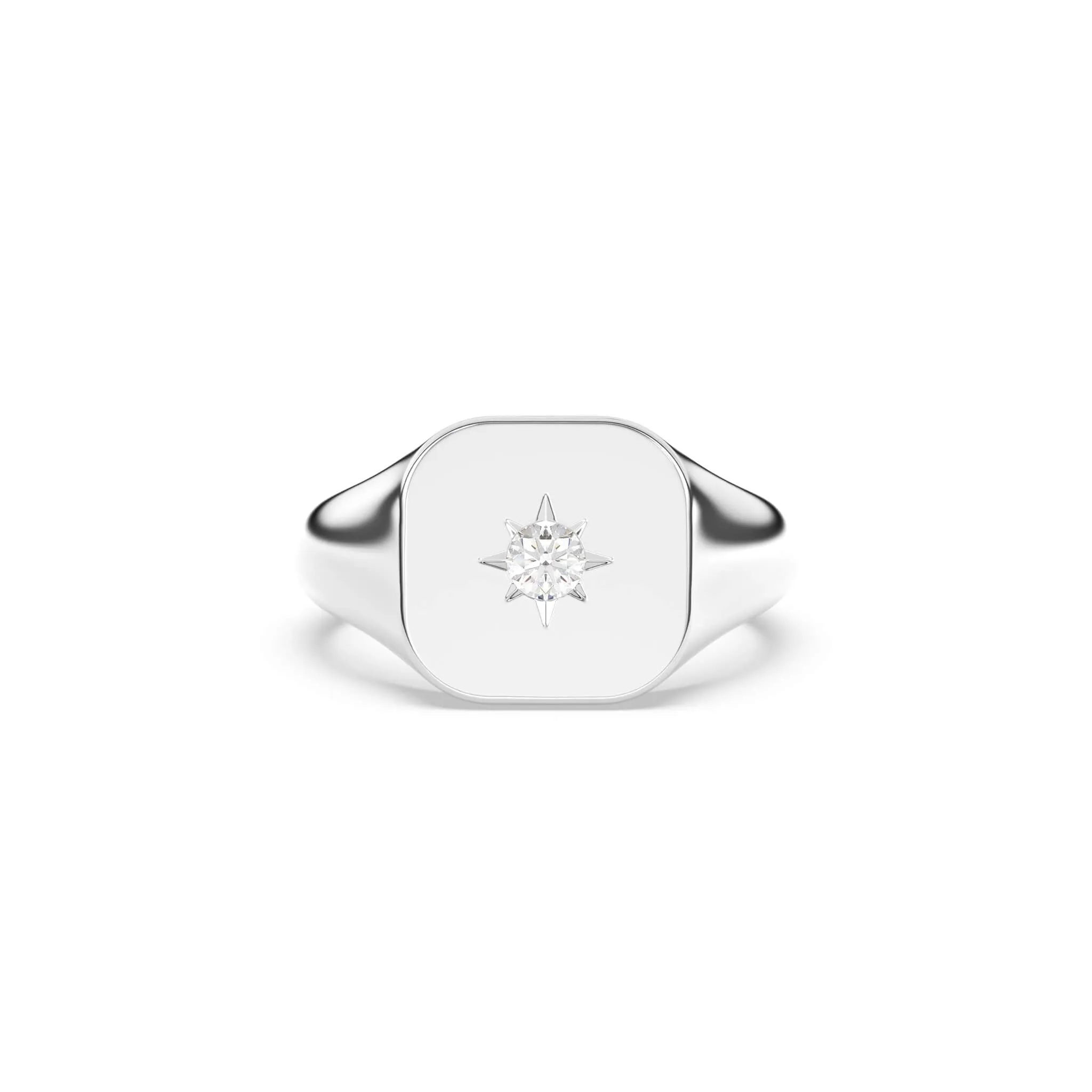 Classic Diamond Star Signet Ring