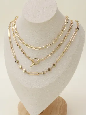 CN4263 Oval Link Layered Necklace Set