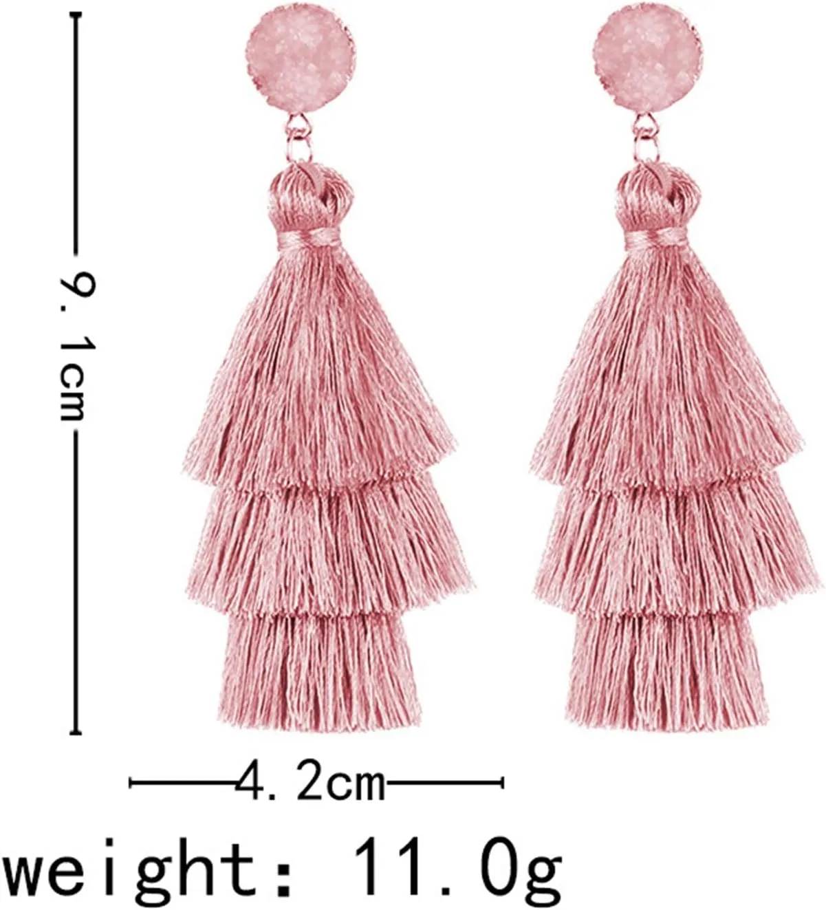 Colorful Layered Tassel Earrings Bohemian 3 Tier Fringe Statement Big Dangle Earrings Boho Handmade Braided Thread Fringe Layer Drop Earrings for Women Girls