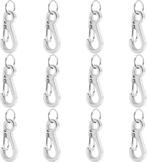CooBigo 12 Sets Small Carabiner Clip Metal Spring Snap Hooks 1 inch Mini Paracord Hanging Clips for Camera Strap, Flashlight, Key Chain(Silver, Long 25mm)