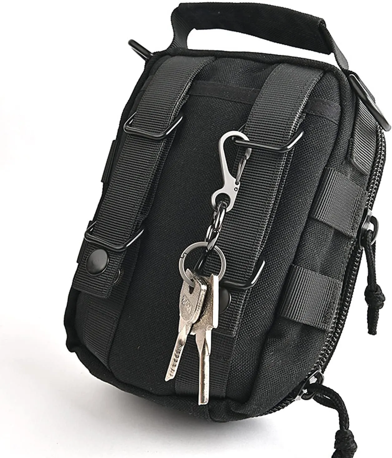 CooBigo 12 Sets Small Carabiner Clip Metal Spring Snap Hooks 1 inch Mini Paracord Hanging Clips for Camera Strap, Flashlight, Key Chain(Silver, Long 25mm)