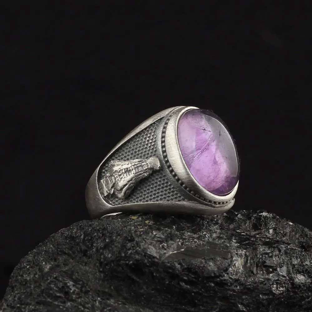 Crocodile Silver Signet Men's Ring: 12